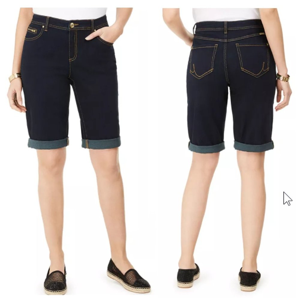 INC Women's Curvy Fit Tikglo Cuffed Denim Shorts 4
